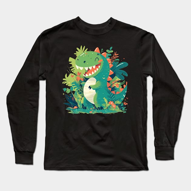 cute dino Long Sleeve T-Shirt by peterdoraki